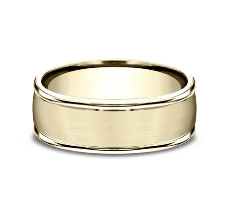 14K Men's Yellow Gold Traditional Wedding Band | 8mm width