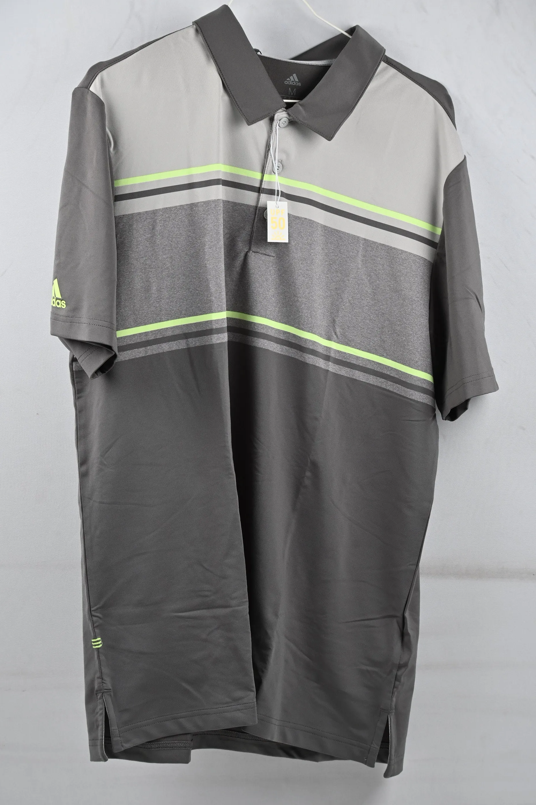 Adidas Mens' Ultimate 365 Stripe Polo Shirt / Grey/Green / S