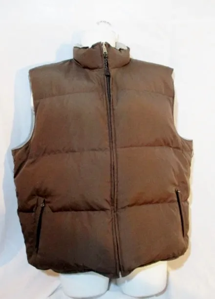 ATHLETA DOWN Puffer Vest Sleeveless Coat Jacket BROWN XL GRAY Reversible Mens Winter Outdoor