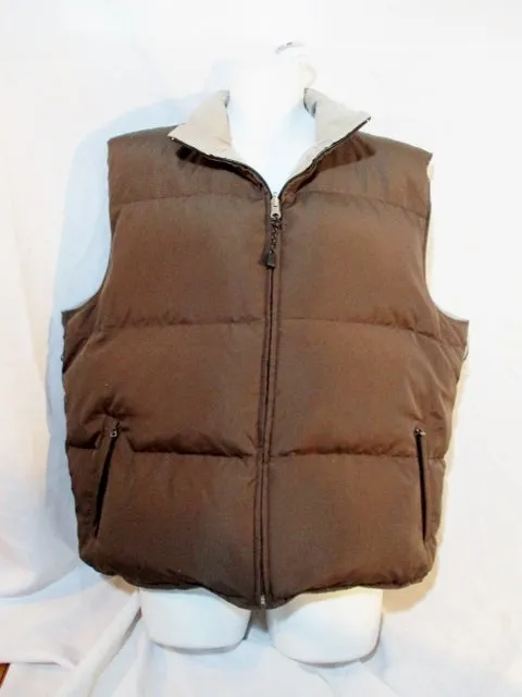 ATHLETA DOWN Puffer Vest Sleeveless Coat Jacket BROWN XL GRAY Reversible Mens Winter Outdoor