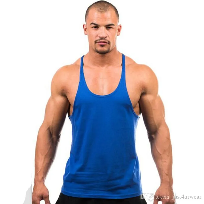 Candy Color Tank Tops Men Summer GYM Fitness Casual Loose Athletic Vests Sleeveless Tanks Tee