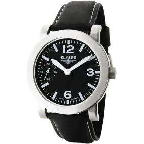 Elysee Daphnis Mechanical Black Leather Men Watch 71001