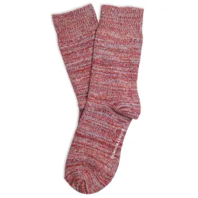 Relax Chunky Flat Knit Supermelange Socks Red Wine / Pale Skin / Burnt Rust / Palm Springs Blue