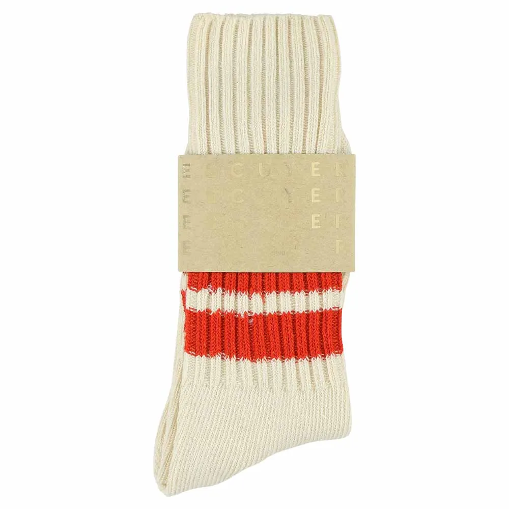 Stripes Crew Socks - Ecru / Orange