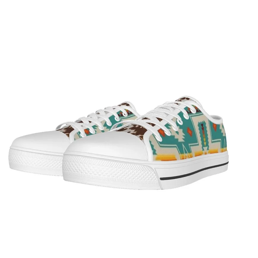 Turquoise Aztec & Cowhide Canvas Shoe