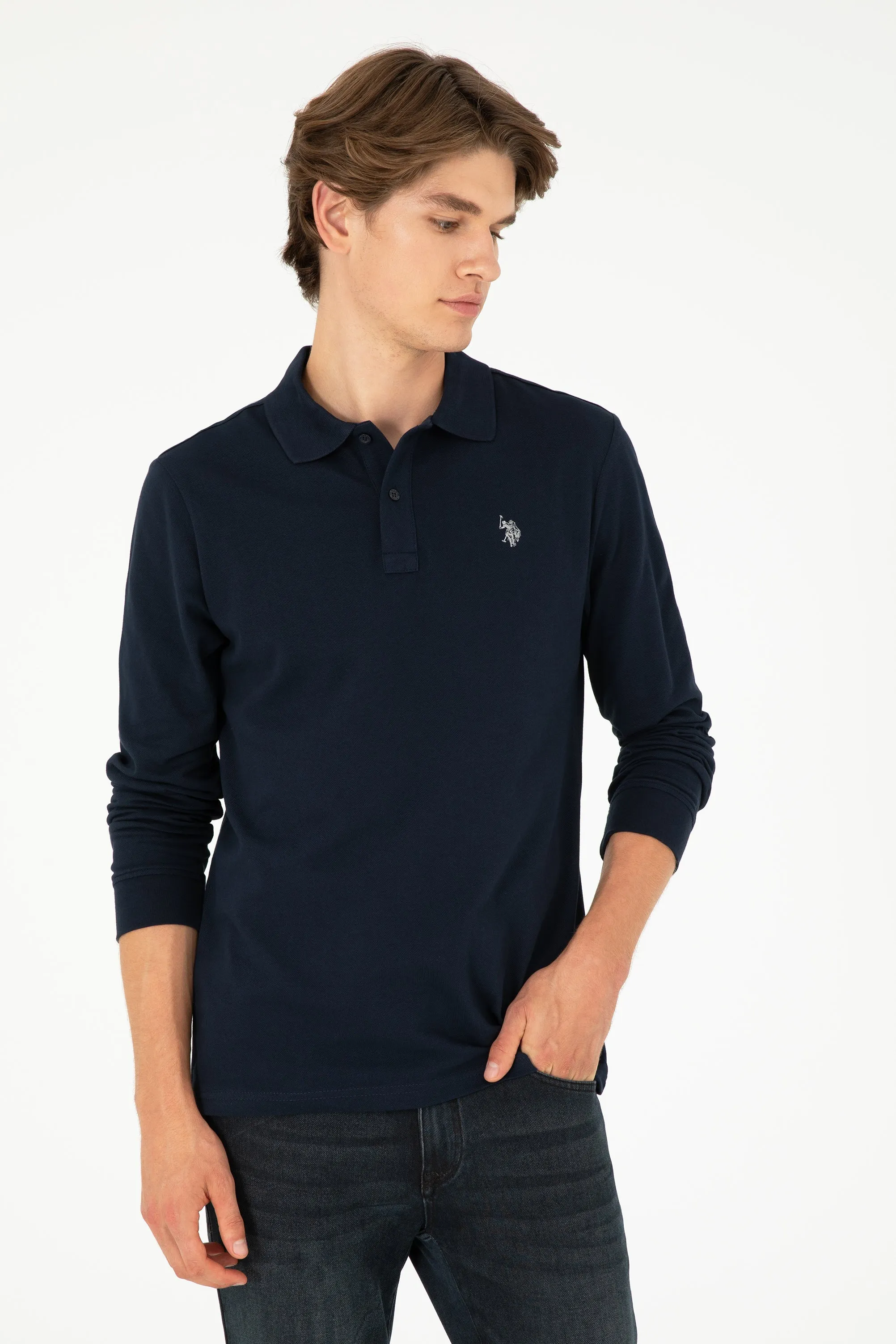 USPA Polo Shirt Men Navy VR033 USPOM243 Full Sleeve US Polo Assn.